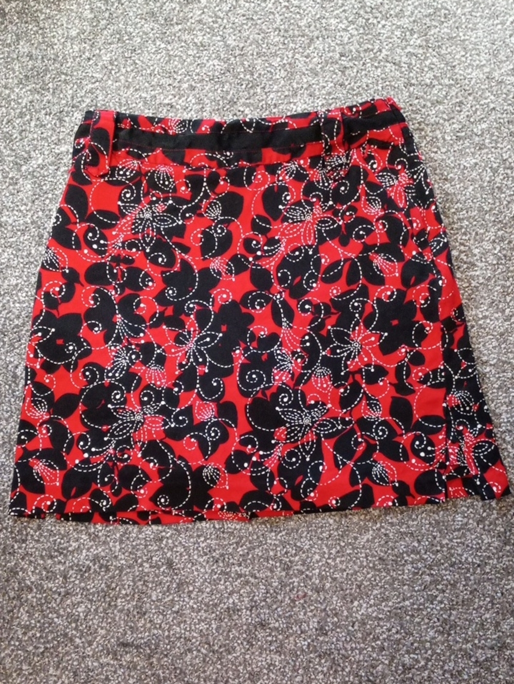 Charter Club Red and Black Floral Mini Skirt